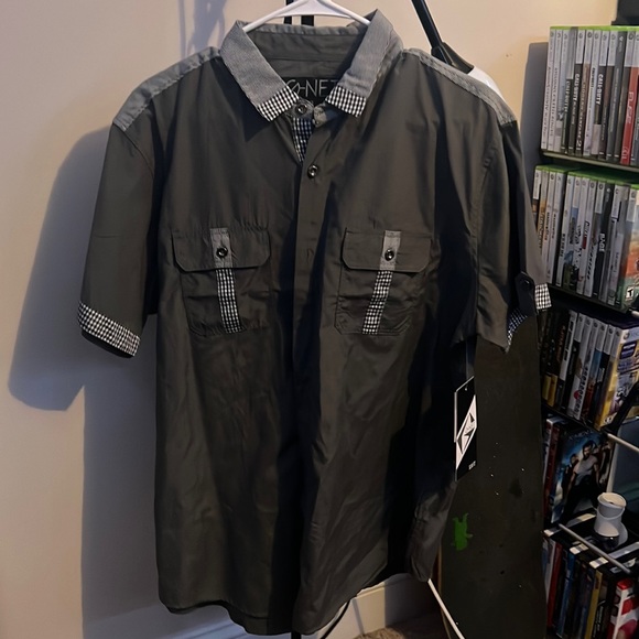 gray button up shirt, got it one year for Christmas but it not really my style - Picture 1 of 4